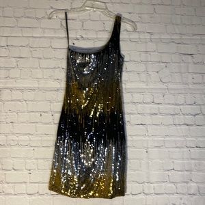 Glam Hearts Fitted Sequin One Shoulder Mini Dress Size S